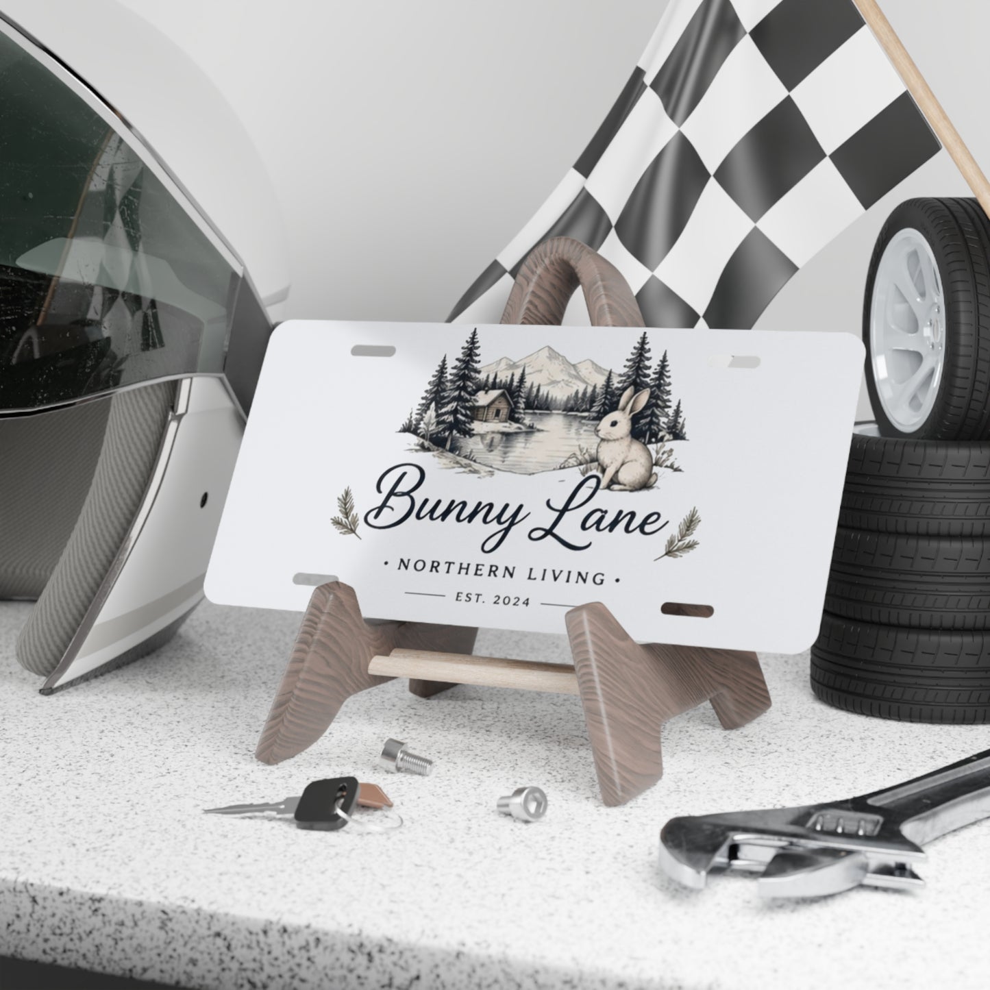 Vanity Plate - 'Bunny Lane' Rustic Cabin License Plate | Northern Living Decorative Front Plate