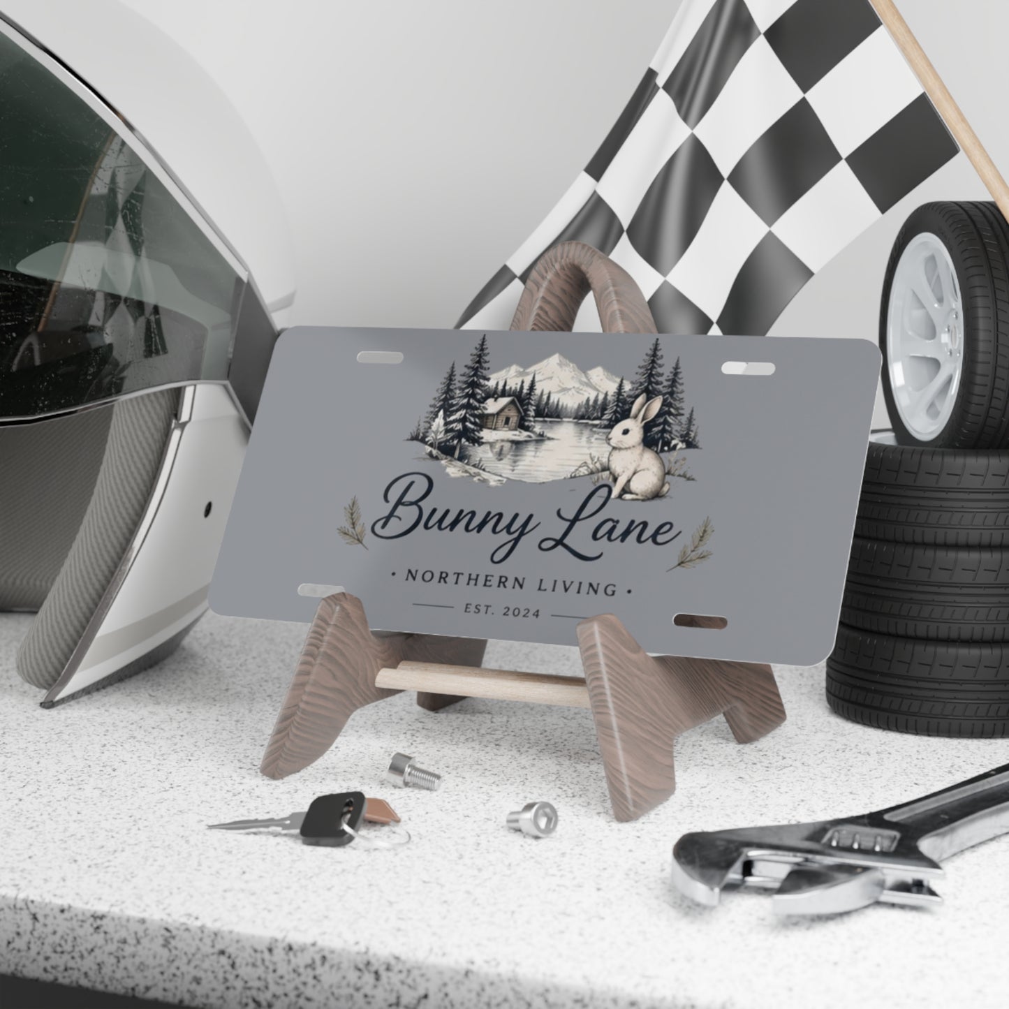 Vanity Plate - 'Bunny Lane' Rustic Cabin License Plate | Northern Living Decorative Front Plate